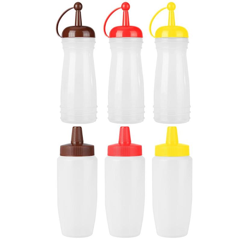 Beautiful 340ml Plastic Squeeze Bottle Sauce Vinegar Oil Ketchup Condiment Dispenser High Quality Gravy Boats - ebowsos