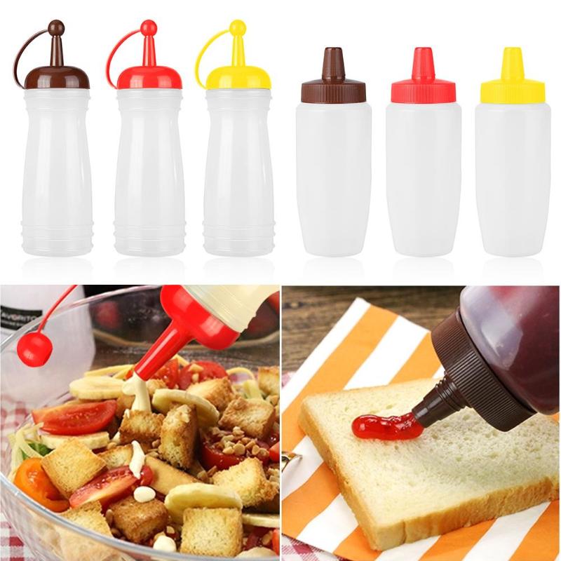 Beautiful 340ml Plastic Squeeze Bottle Sauce Vinegar Oil Ketchup Condiment Dispenser High Quality Gravy Boats - ebowsos