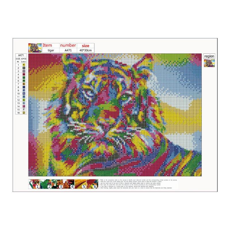 Beautiful 5D DIY Full Drill Diamond Painting Tiger Cross Stitch Embroidery Mosaic Kit 30*40cm Diamond Painting - ebowsos