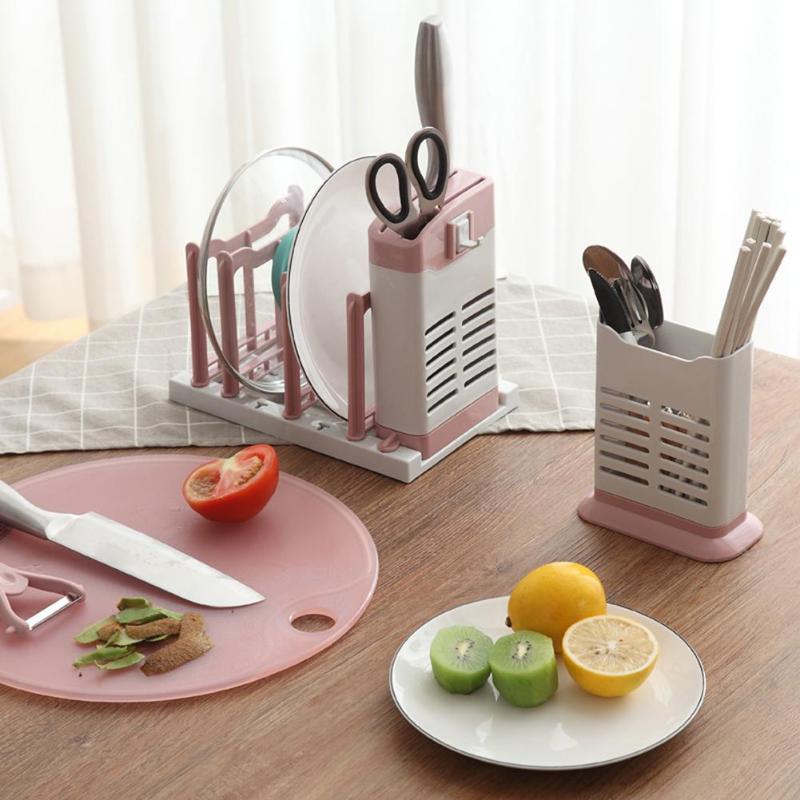 Beautiful Multiuse Knife Plate Storage Rack Holder Chopsticks Drainer Organizer Shelf Useful Kitchen Storage - ebowsos