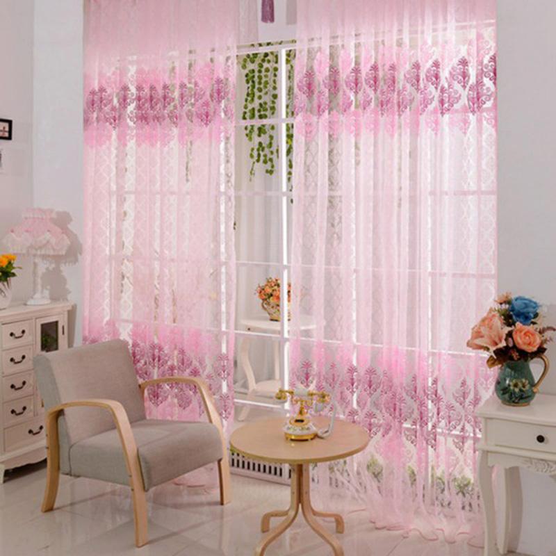 Beautiful Pink Floral Scarf Sheer Valance Voile Curtain Window Room Door Hone Use Free Shipping - ebowsos