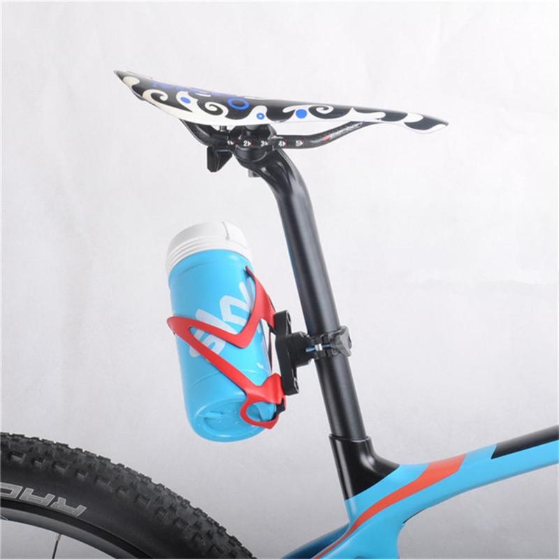 Bicycle 360 Degree Rotating Bottle Holder Cycling Water Bottle Cage Base Convertor Handlebar Seatpost Mount MTB Bike Black-ebowsos