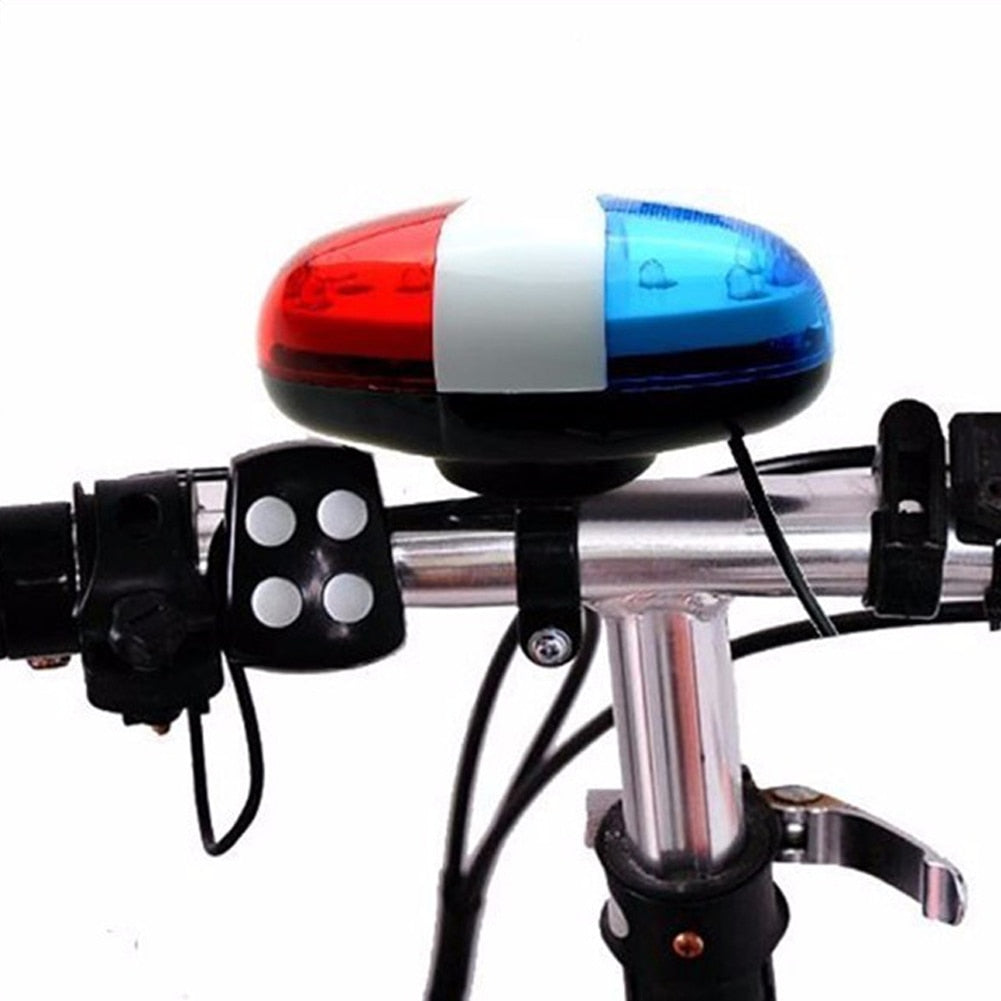 Bicycle Electronic Horn Police Warning Siren Cycling Lights Bell Bike Front Light+6 LED Loud Bell Timbre Alarm Tricycle Bell-ebowsos