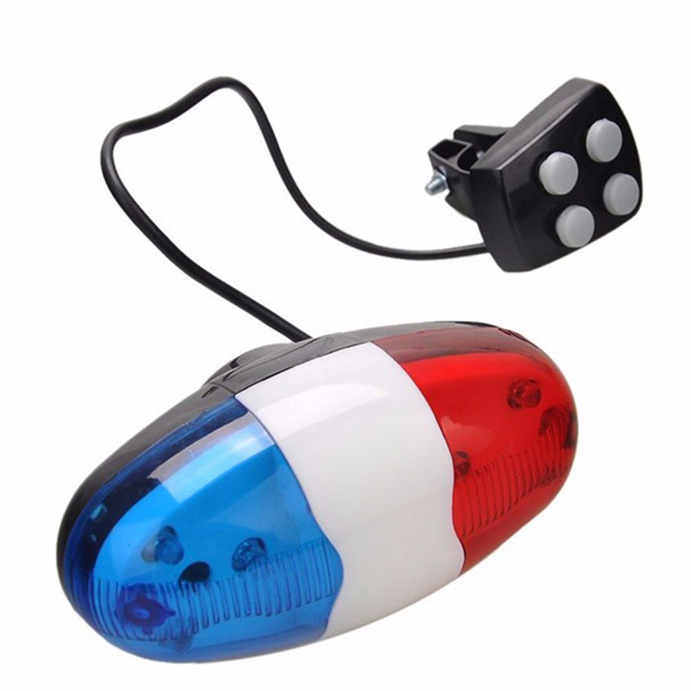 Bicycle Electronic Horn Police Warning Siren Cycling Lights Bell Bike Front Light+6 LED Loud Bell Timbre Alarm Tricycle Bell-ebowsos