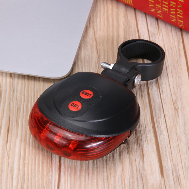 Bicycle LED Taillight Safety Warning Light Bike Accessory Laser Tail Lamp 5 LED Laser Night Mountain Bicycle Rear Lamp Bycicle-ebowsos