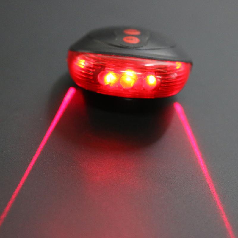 Bicycle LED Taillight Safety Warning Light Bike Accessory Laser Tail Lamp 5 LED Laser Night Mountain Bicycle Rear Lamp Bycicle-ebowsos