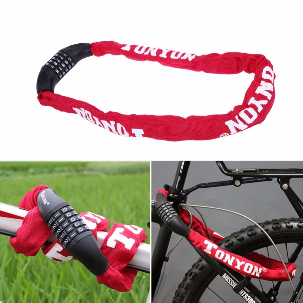 Bicycle Lock 5 Password Bike Digital Chain Lock Security Outddor Anti-Theft Locks Motorcycle Cycling Bicycle Accessories-ebowsos