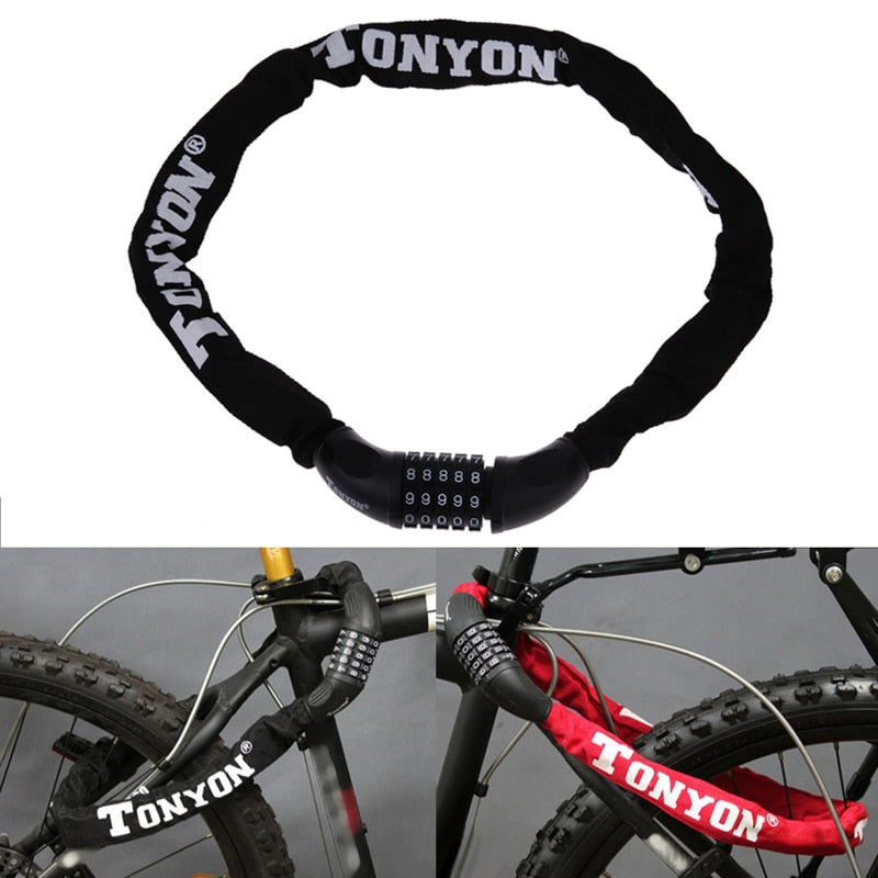 Bicycle Lock 5 Password Bike Digital Chain Lock Security Outddor Anti-Theft Locks Motorcycle Cycling Bicycle Accessories-ebowsos