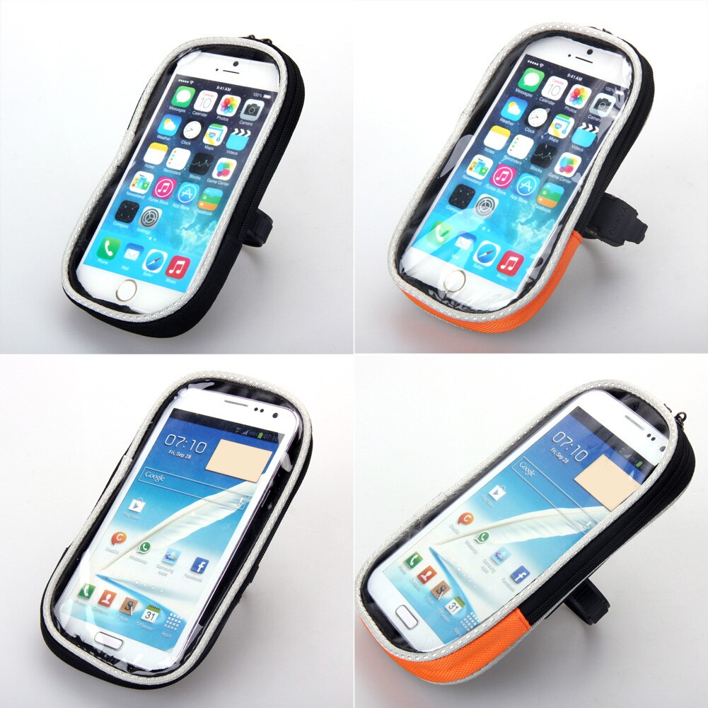 Bicycle Phone Bag Waterproof Clear Phone Hold Bike Front Handlebar Phone Bags Touch Pouch Case Fit with Bracket Portable Rope-ebowsos