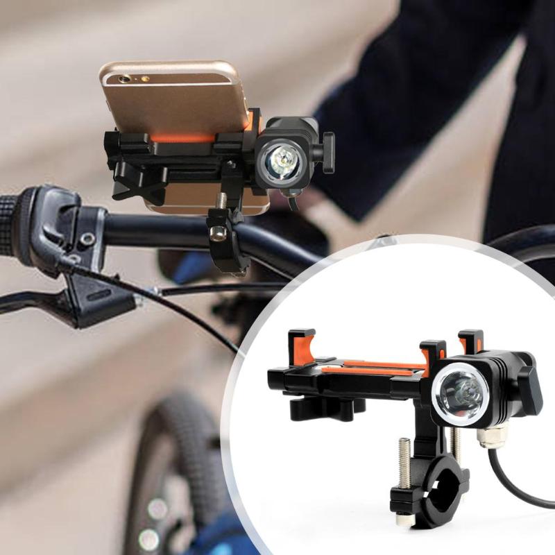 Bicycle Phone Holder Bike Handlebar Clip Stand Universal Motorcycle GPS Mount Bracket with Lamp Outdoor Bike Road Cycling Part-ebowsos