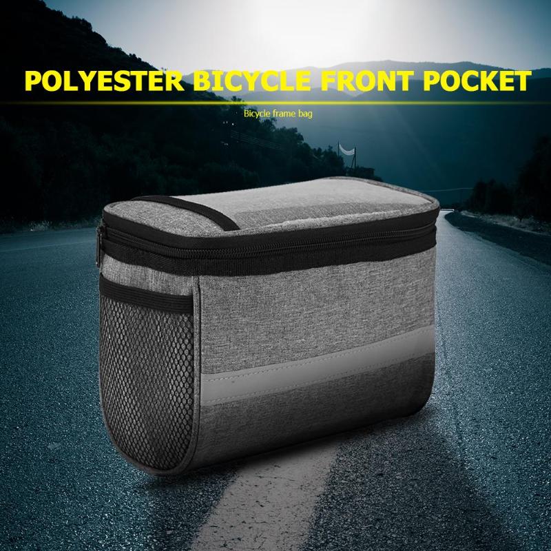 Bike Front Bag Waterproof Handlebar Bag Bicycle Frame Bag Front Tube Pocket Shoulder Pack Gray Handlebar Bag Bike Accessories-ebowsos