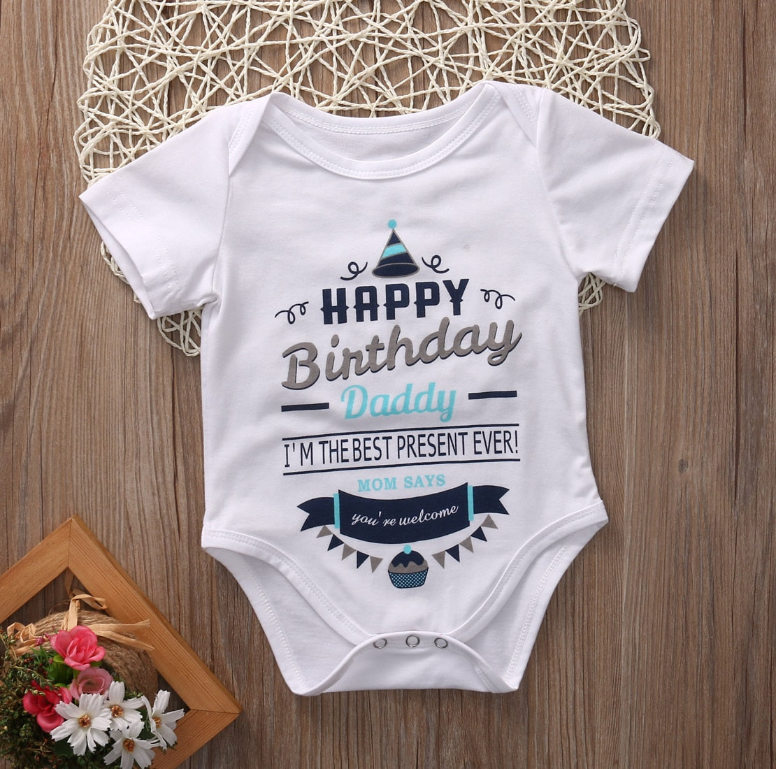 Birthday Infant  Baby Boy Girl Cotton Bodysuit Short Sleeve Outfits Birthday Clothes - ebowsos