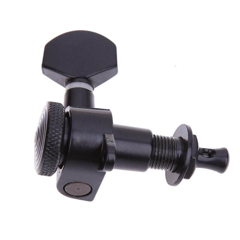 Black Guitar String Gear Ratio 18:1 Locking Tuners Tuning Pegs Machine Black Heads For 6R Inline Guitarra Acessorios-ebowsos