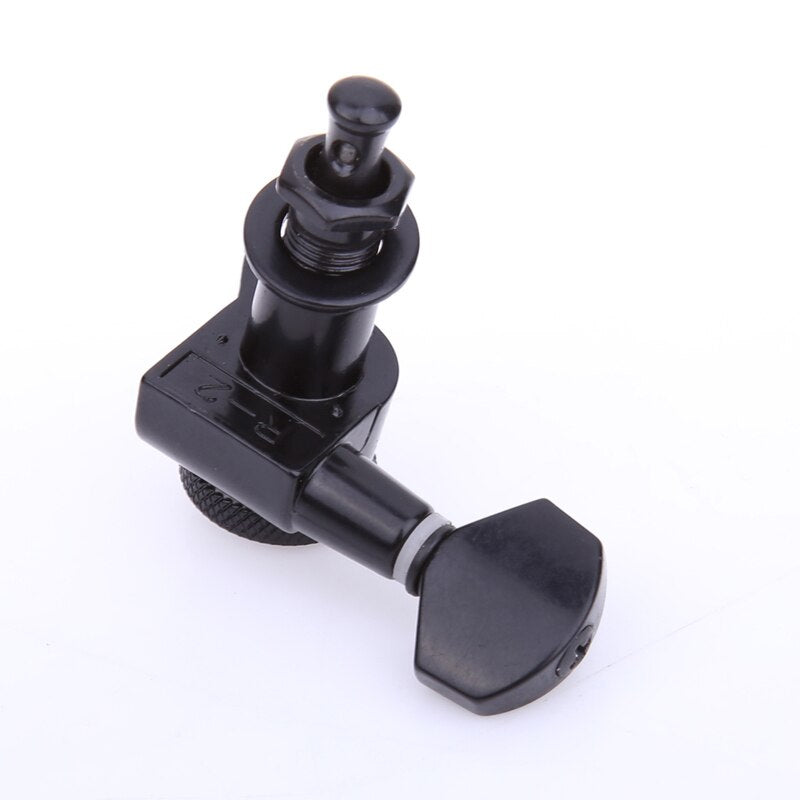 Black Guitar String Gear Ratio 18:1 Locking Tuners Tuning Pegs Machine Black Heads For 6R Inline Guitarra Acessorios-ebowsos