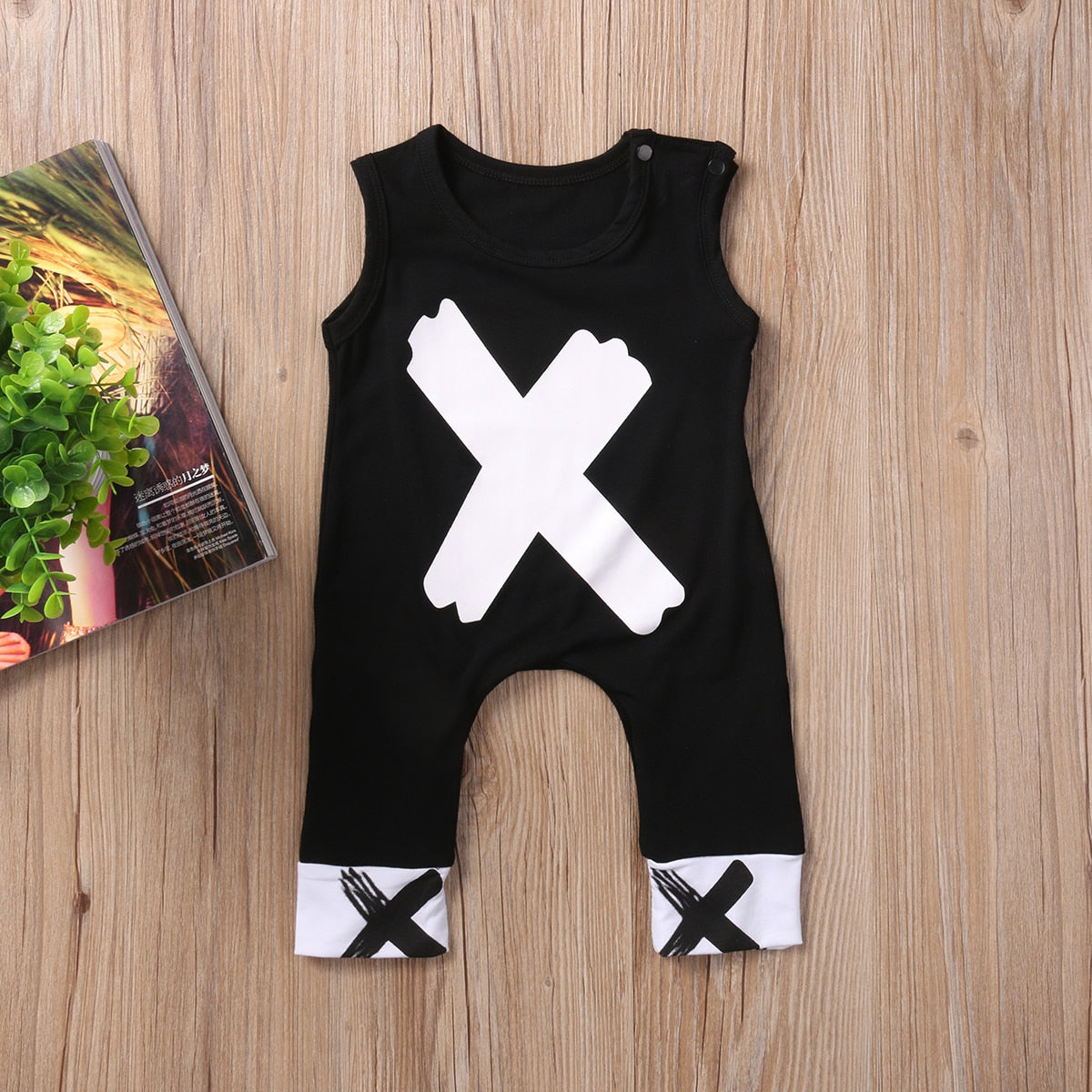 Black Newborn Baby Boys Cotton Cotton Pants Romper Sleeveless Jumpsuit Outfit Set Suit - ebowsos