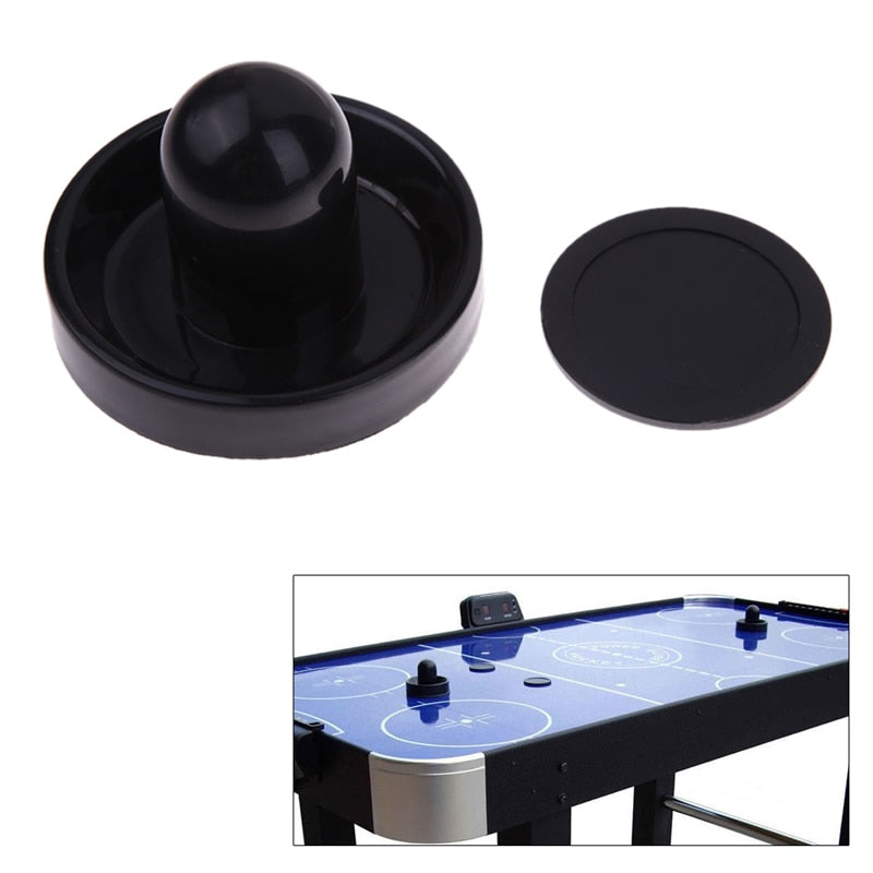 Black Pusher 96mm Air Hockey Table Felt Pusher Mallet Goalies with 1pc 63mm Puck For Table Games Tools-ebowsos