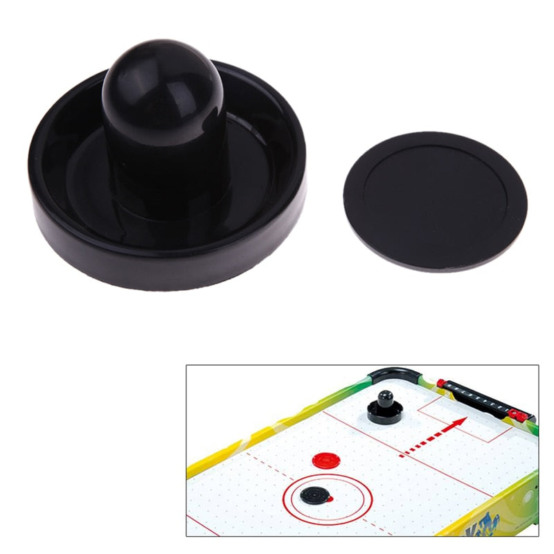 Black Pusher 96mm Air Hockey Table Felt Pusher Mallet Goalies with 1pc 63mm Puck For Table Games Tools-ebowsos