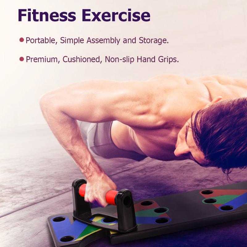 Body Building Push Up Rack Board System Fitness Comprehensive Workout Red Handle Workout Training Gym Exercise Pushup Tool-ebowsos