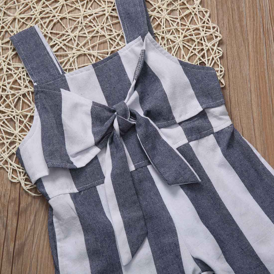 Bow striped Toddler Kid Baby Girl Jumpsuit Summer Striped Bodysuit Romper Sunsuit Outfit ina - ebowsos