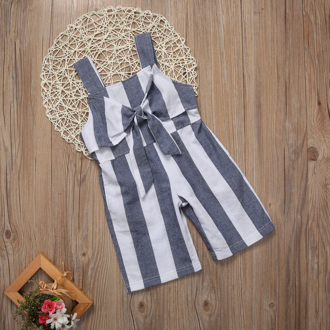 Bow striped Toddler Kid Baby Girl Jumpsuit Summer Striped Bodysuit Romper Sunsuit Outfit ina - ebowsos