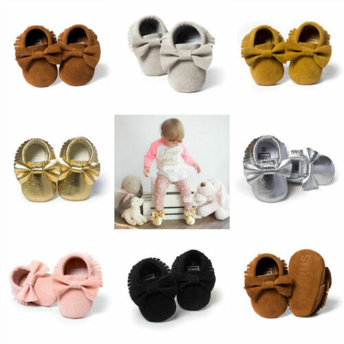 Bowknot Tassel Baby Kid Sole Shoes Newborn Boy Girl Infant Moccasin First Walkers - ebowsos