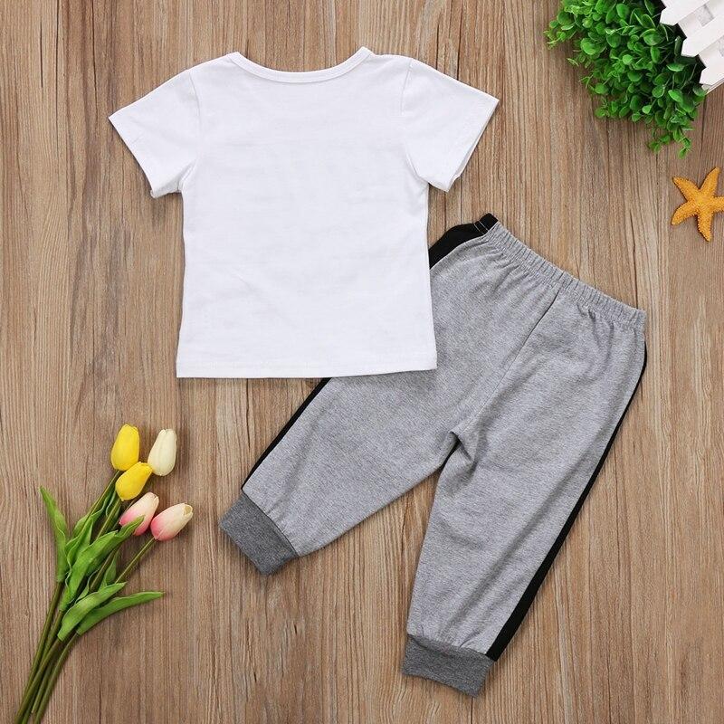 Boys Sport Suits Baby Boy Clothes Toddler Kids Cotton Tops T-shirt Pants Legging 2pcs Clothes Outfits Set - ebowsos