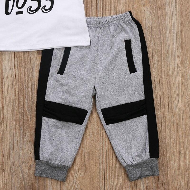 Boys Sport Suits Baby Boy Clothes Toddler Kids Cotton Tops T-shirt Pants Legging 2pcs Clothes Outfits Set - ebowsos