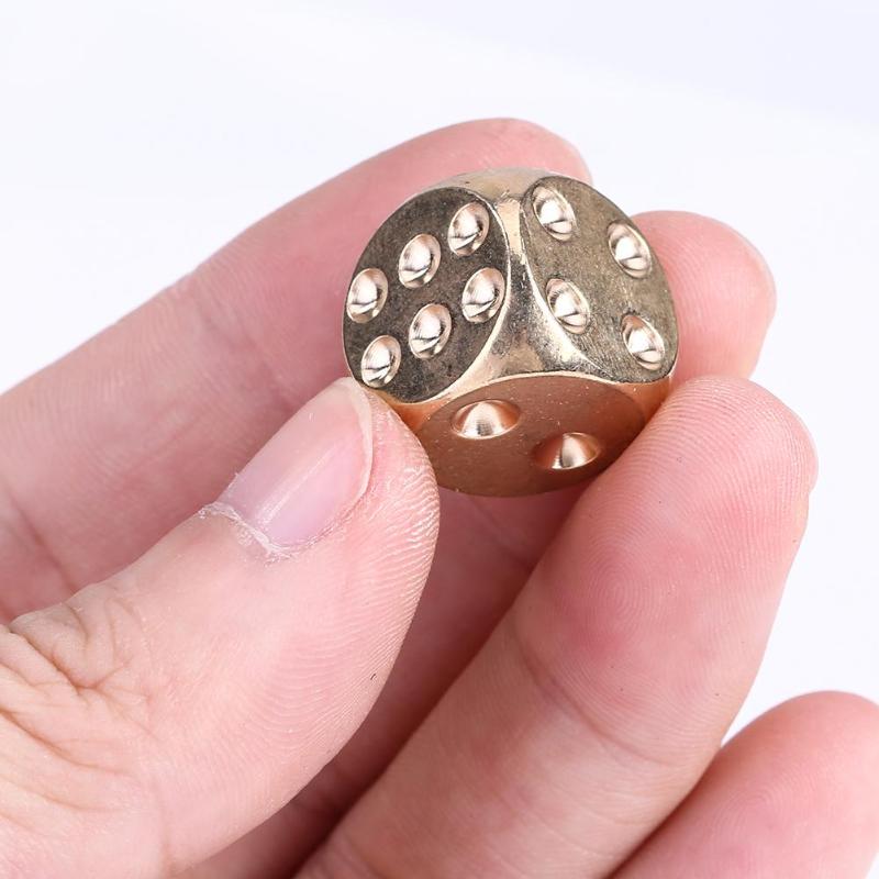 Brass Dices Solid Metal Polyhedral Club Bar Supplies Mahjong Chess Dice-ebowsos