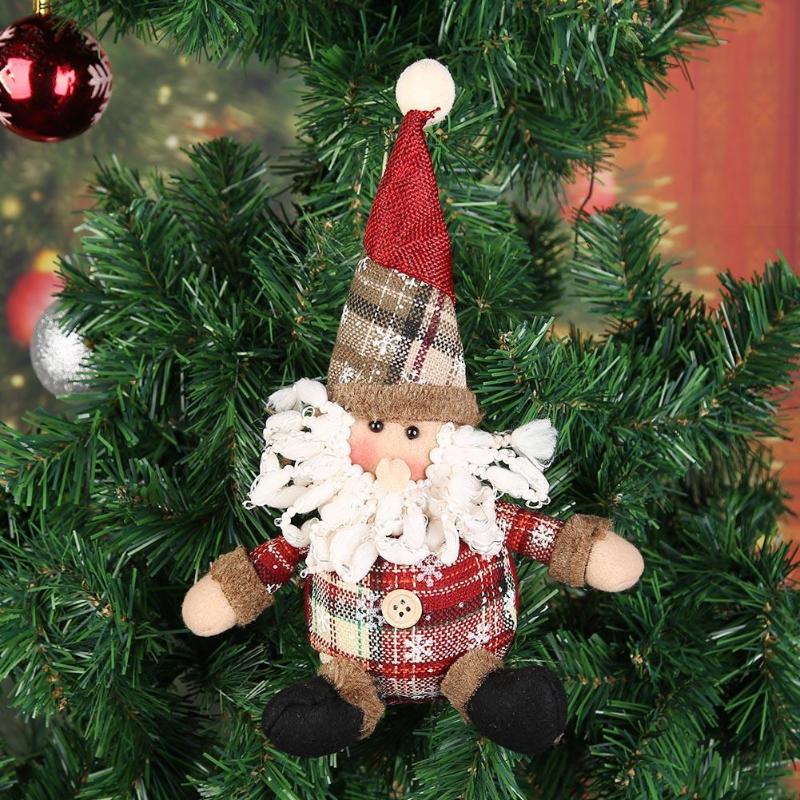 British Lovely Christmas Plaid Doll Hang Pendant Xmas Tree Ornament Decor - ebowsos