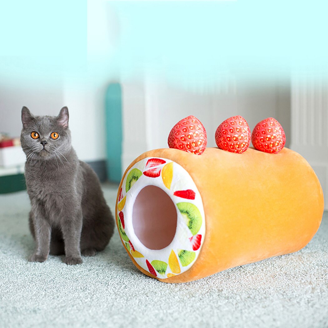 Cake Shape Winter Cat Bed Soft Warm Small Dog Bed Pet Plush Cat Dog Mat Kennel Coral Fleece Cat Tunnel Bed Pet Nest Bed For Home-ebowsos