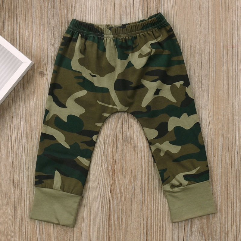 Camouflage Baby DADDYS Boys Girls Clothes Newborn T-shirt Tops Pants Outfits Set Clothes Casual - ebowsos