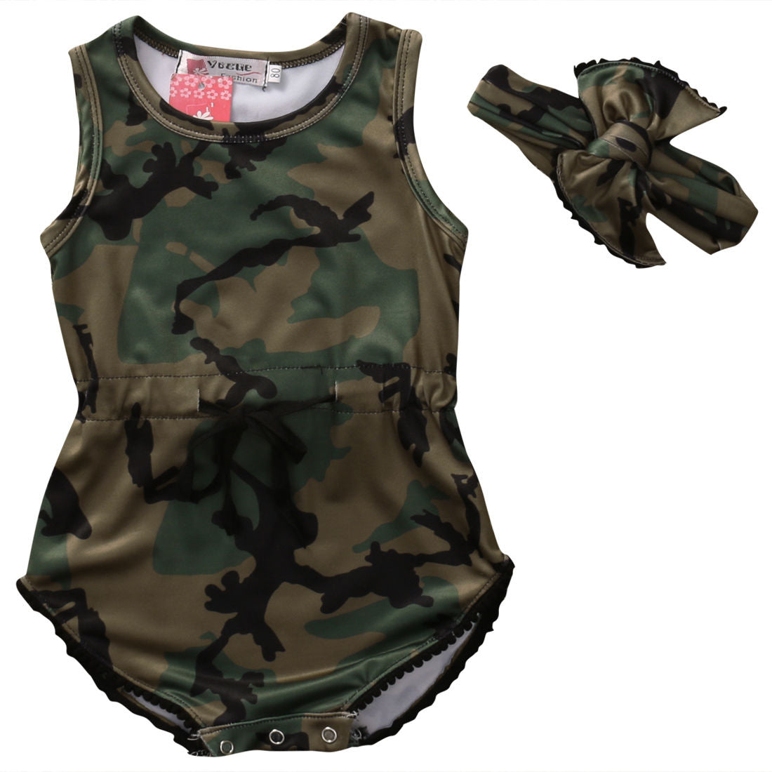 Camouflage Kids Baby Girls Sleeveless Bodysuit Jumpsuit One-Piece Clothes Sunsuit - ebowsos