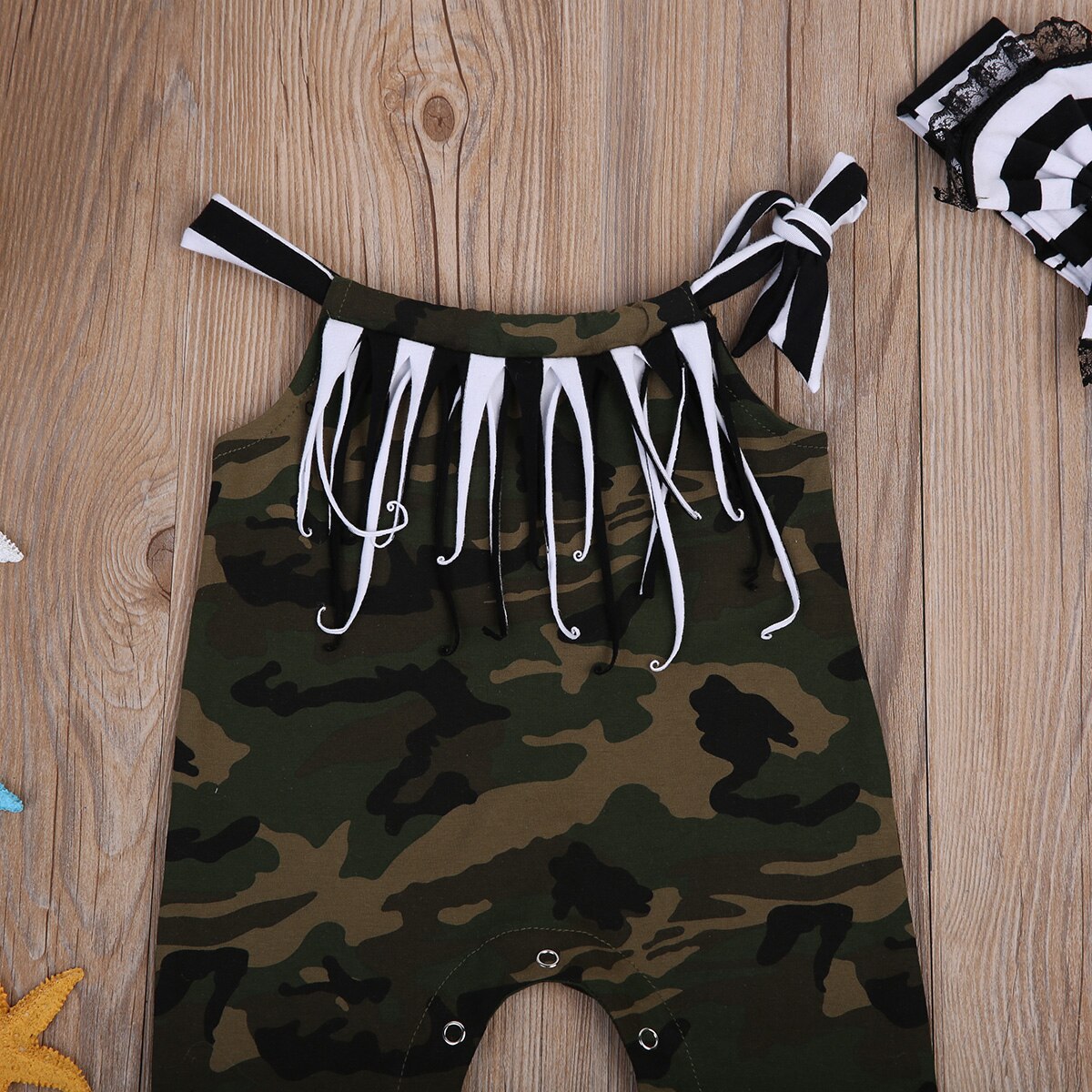 Camouflage Toddler Baby Girls Clothes Jumpsuit Romper Sleeveless+Headband Outfits Fashion - ebowsos