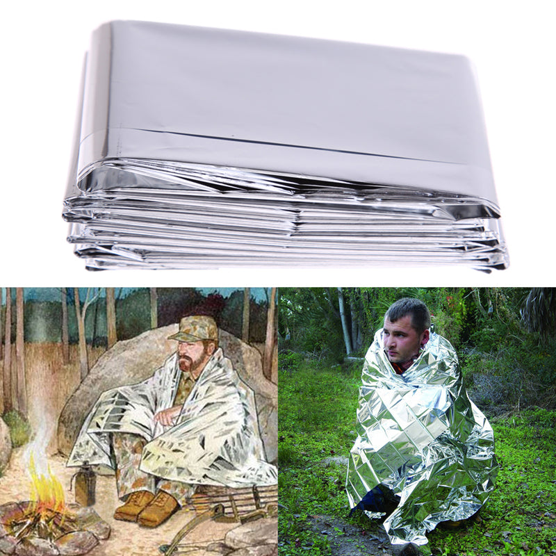 Camping Mat Pad Silver Thin Emergency Survival Rescue Curtain Outdoor Life-saving Blanket Camping Mat US#V-ebowsos