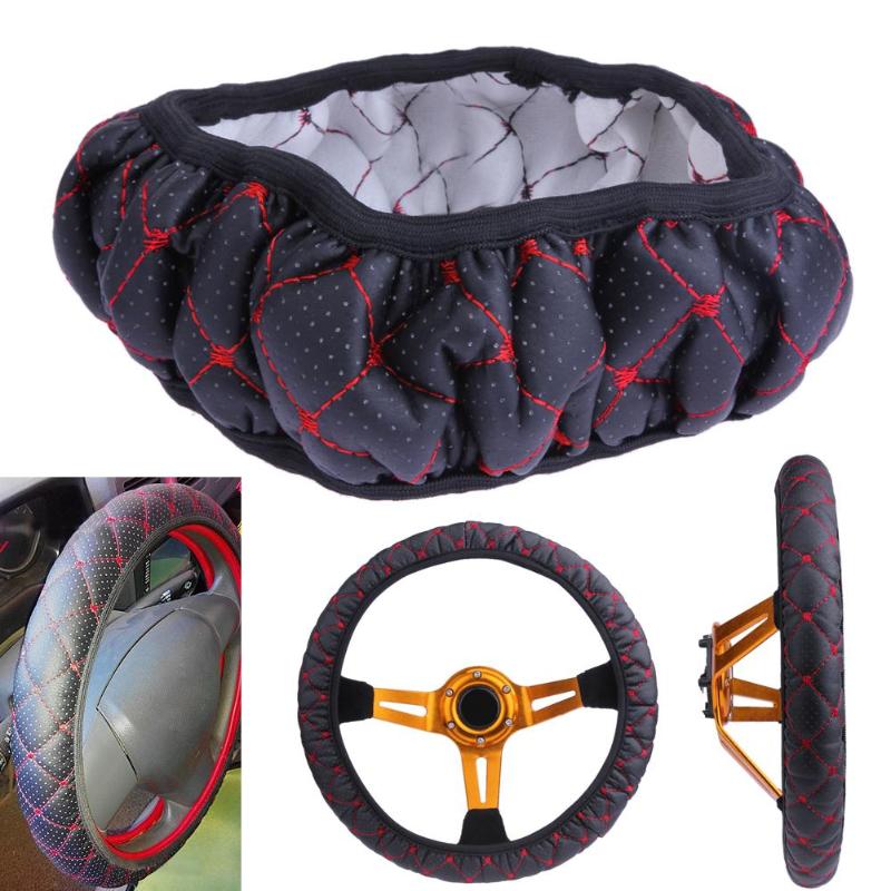 Car Steering Wheel Covers Elastic Embroidered Cover for 38cm Diameter Car Steering Wheel Car-styling Accessories - ebowsos
