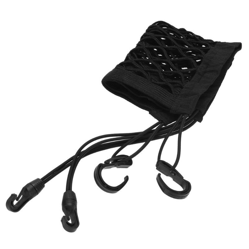 Car Universal Storage Net Auto Pocket Luggage Hooks Organizer Seat Bag Elastic Nylon Mesh Net String Bag With 4 Plastic Hooks - ebowsos