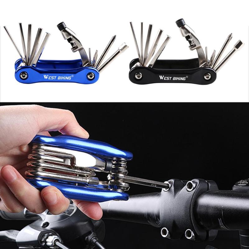 Carbon Steel Bicycle Repair Tool 10 in 1 Multi-functional Folded Screwdriver Hex Spoke Wrench Cycling Accessories-ebowsos