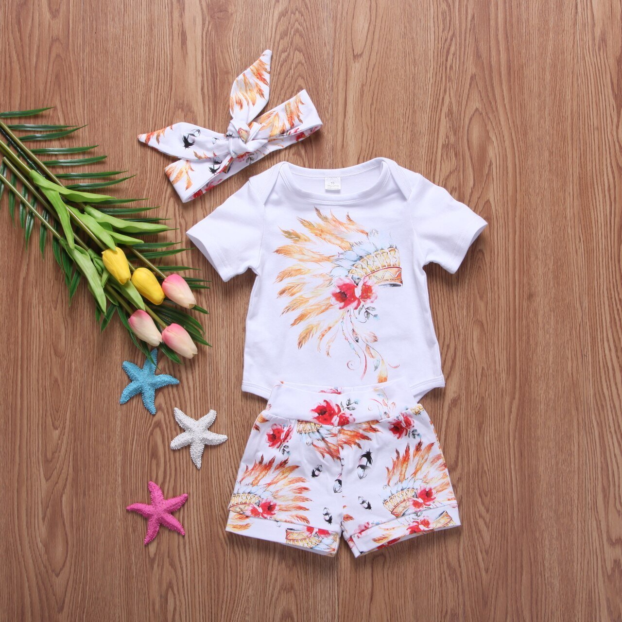 Cartoon Baby Boy Girl Outfits Clothes Short Sleeve Tops Romper Summer+Short Pants Shorts Set - ebowsos