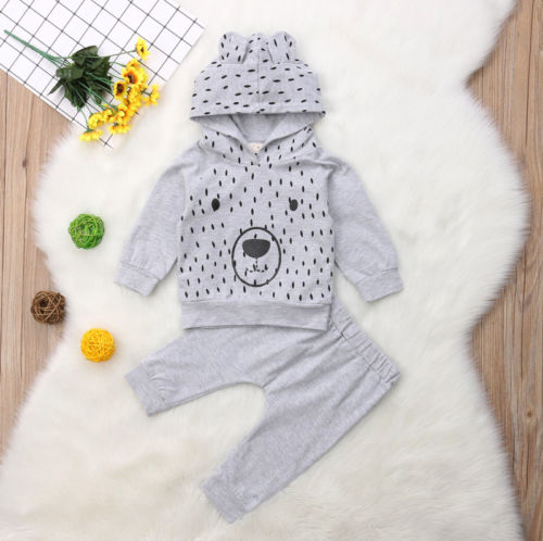 Cartoon Baby Clothing Newborn Baby Boy Girl Cotton Hoodies Tops Pants Leggings Outfits Cotton Autumn Clothes - ebowsos