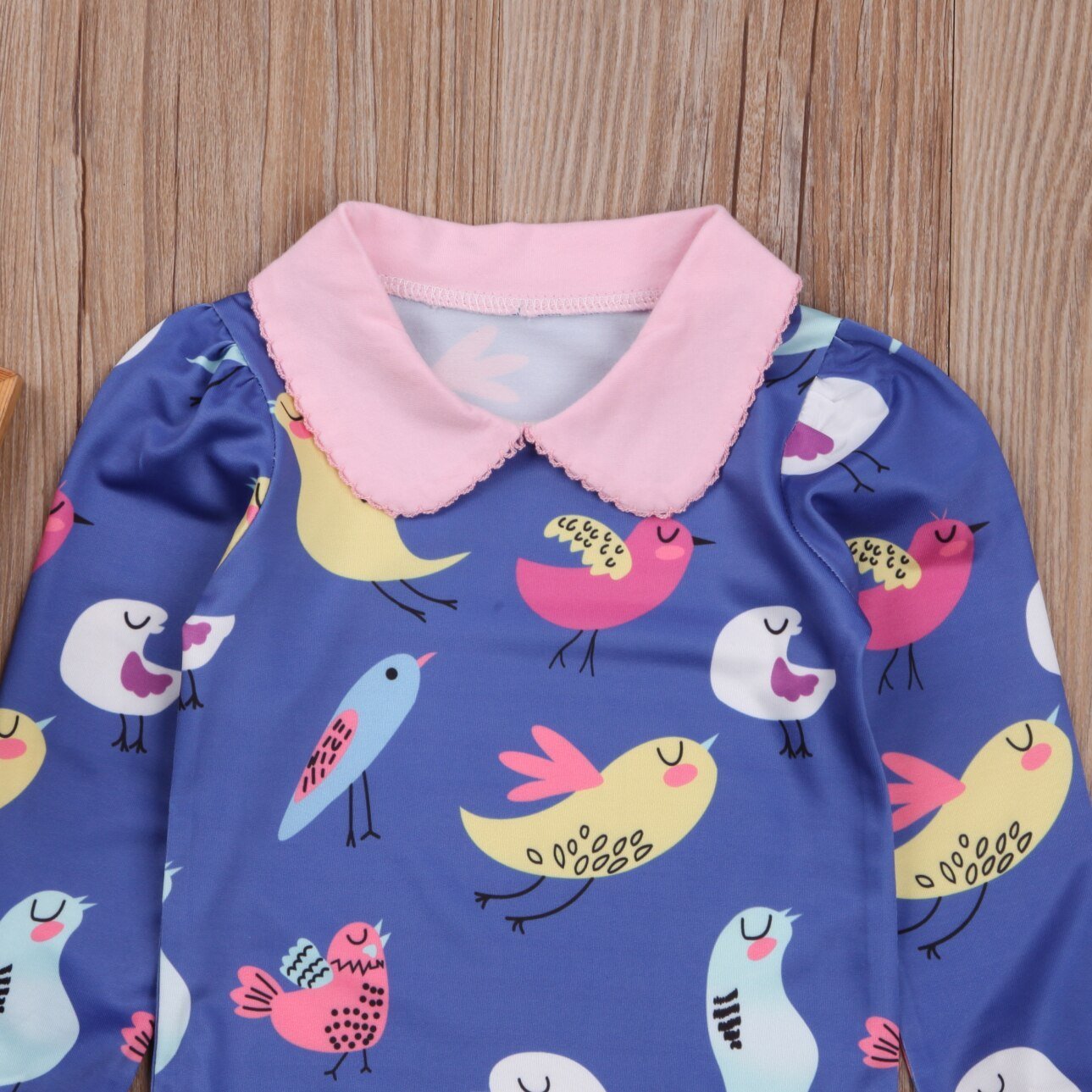 Cartoon Baby Girl Animal Birds Collar Long Sleeve Bodysuit Costume Sunsuit 0-18M Cute - ebowsos