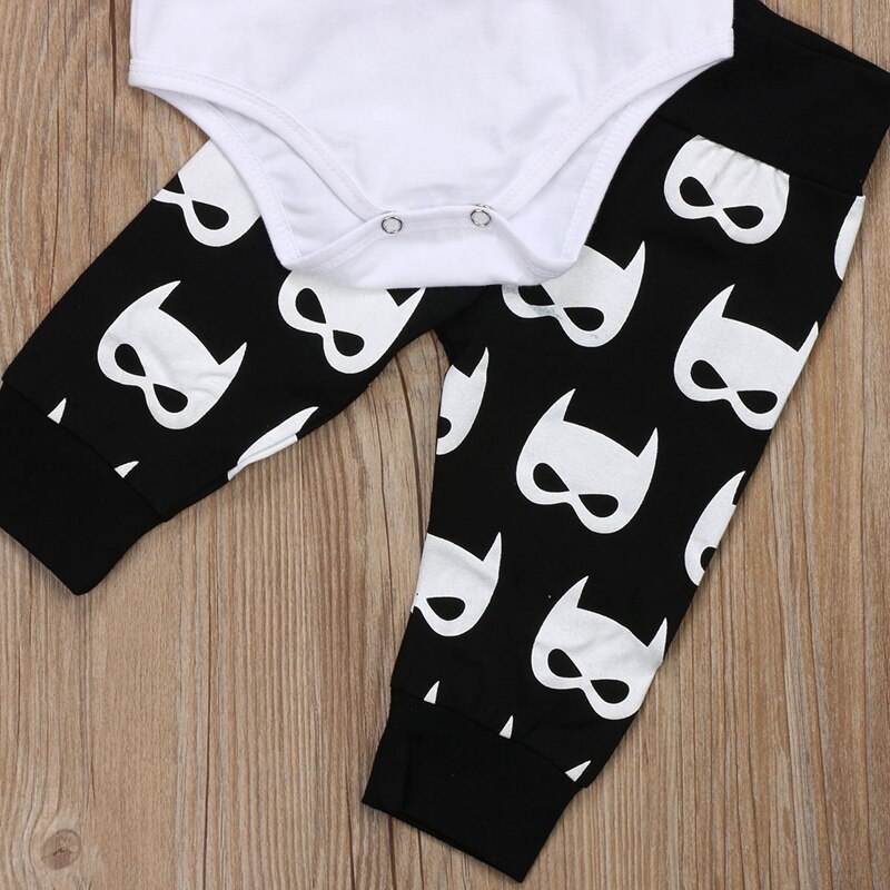 Cartoon Batman Baby Boy Clothes Sets Toddler Baby Boy Batman Tops Romper Pants 3Pcs Outfits Set Clothes 0-24M - ebowsos