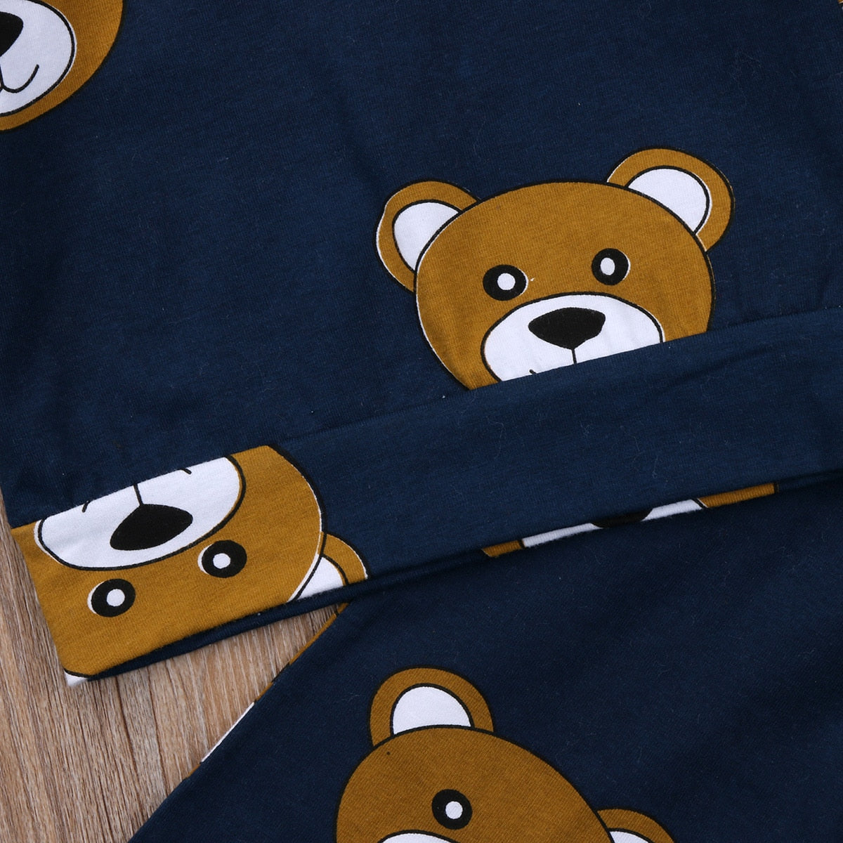 Cartoon Bear Baby Boy Girl Fashion Cotton Long Sleeve T-shirt Newborn Kids Infant Long Pants Leggings Outfit Clothes - ebowsos