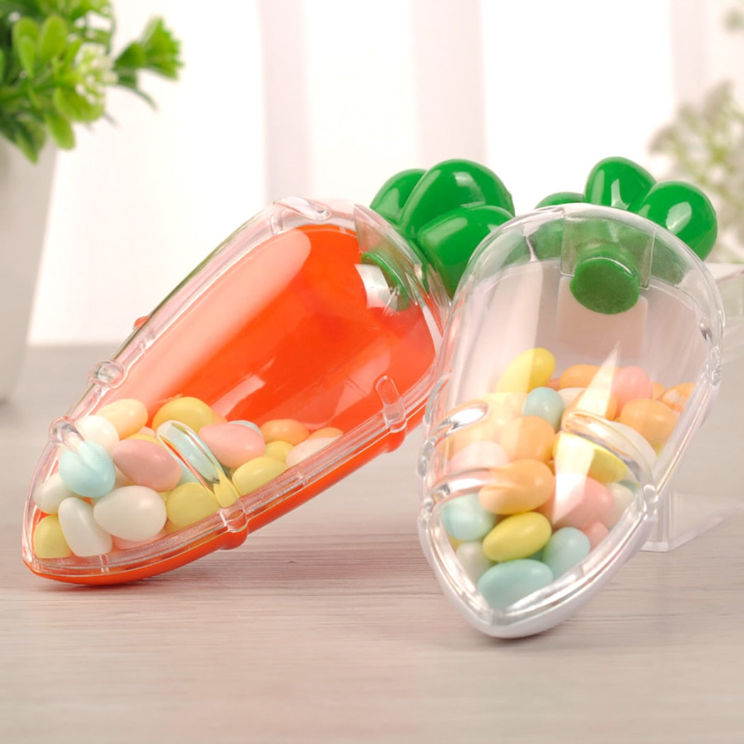 Cartoon Carrot Shape Candy Box Plastic Mini Transparent Box Creative PS Environmental Protection Material Food Storage Candy Box-ebowsos