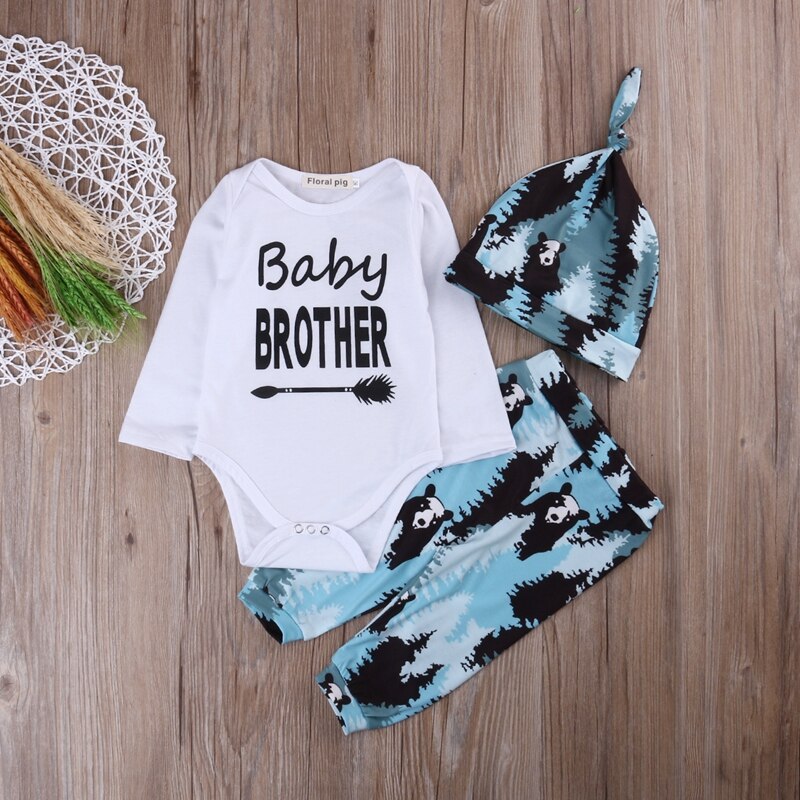 Cartoon Cute Fashion Baby Clothes Sets Toddler Kids Girls Baby Brother Outfits Clothes Romper Tops+Pants 2PCS Set - ebowsos