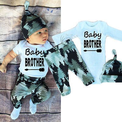 Cartoon Cute Fashion Baby Clothes Sets Toddler Kids Girls Baby Brother Outfits Clothes Romper Tops+Pants 2PCS Set - ebowsos