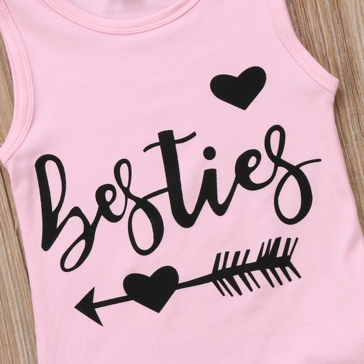 Cartoon Left And Right Arrows Kids Baby Girls Bestie Tops T-Shirt Tee Flower Princess Skirt Outfit Clothes Sets - ebowsos