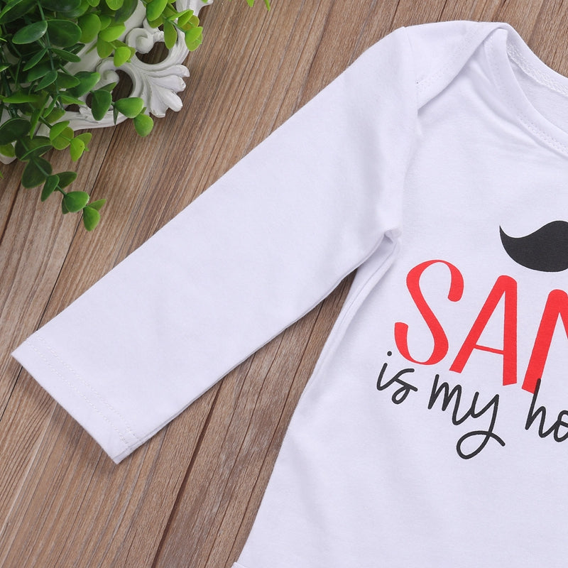 Cartoon New Style Baby Boys Clothes Sets Santa Newborn Baby Boys Long Sleeve Tops Romper Pants 2Pcs Outfits Set Clothes - ebowsos