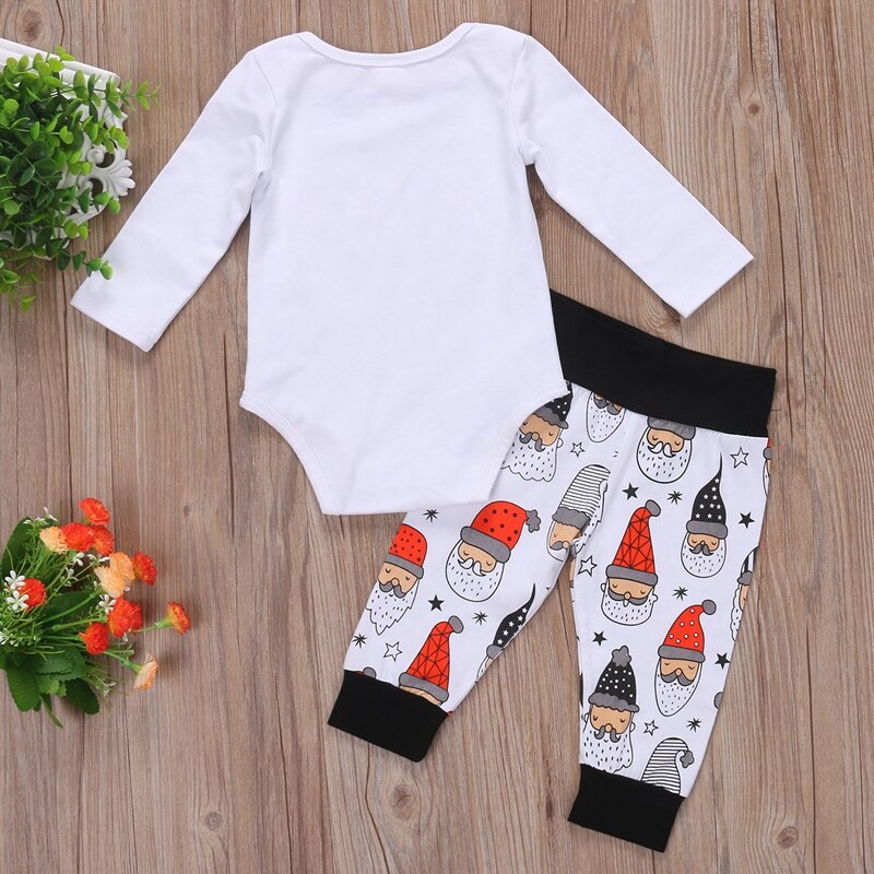 Cartoon New Style Baby Boys Clothes Sets Santa Newborn Baby Boys Long Sleeve Tops Romper Pants 2Pcs Outfits Set Clothes - ebowsos