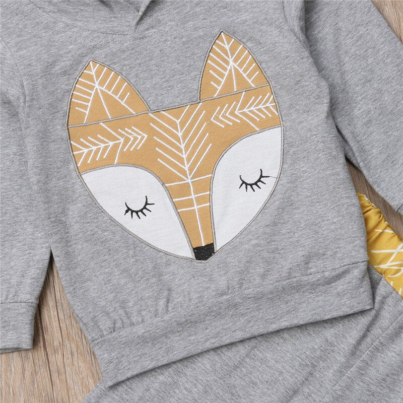 Cartoon Newborn Baby Boy Girl Hooded Sweatshirt Tops Long Pant 2PCS Outfit Autumn Baby Clothes Set - ebowsos