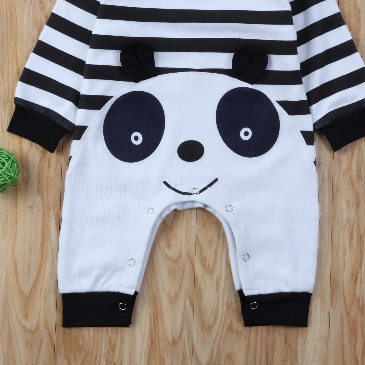 Cartoon Newborn Baby Boy Girl Striped Long Sleeve Hooded Romper Playsuit Clothes - ebowsos